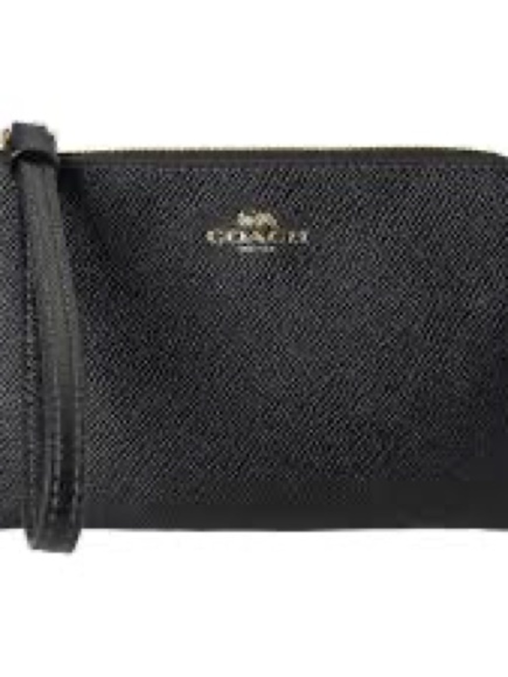 Coach Women's Small Pebbled Leather Corner Zip Wristlet (Black)